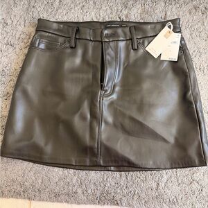 Good American Dark Faux Leather Mini Skirt